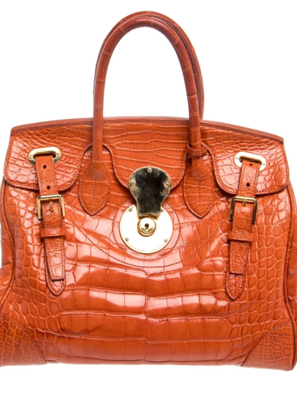 Ralph Lauren Ricky Alligator Leather Bag In Bright Orange
